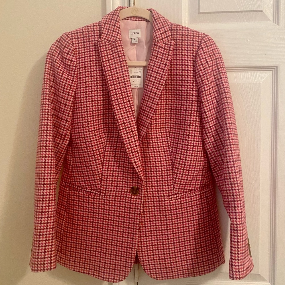 *BRAND NEW* JCrew Pink Houndstooth Blazer